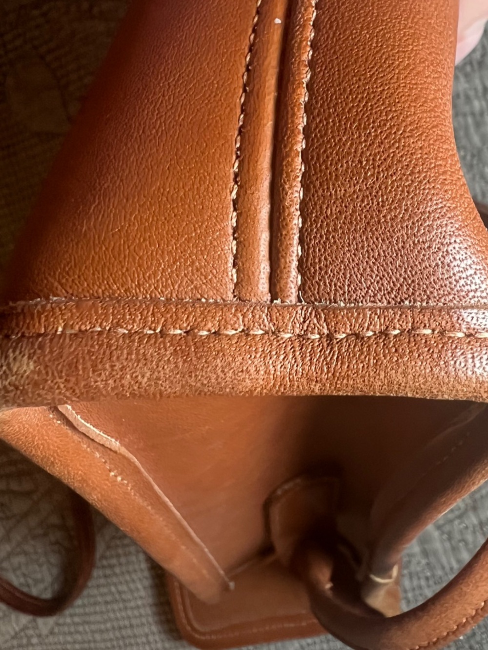 Vintage Coach Legacy Scooter 9893 Tan Brass Kiss Lock Leather Bag with No Tag - Picture 11 of 14